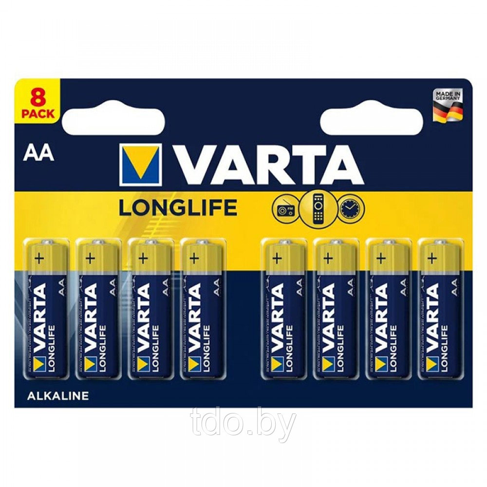 Батарейка VARTA LONGLIFE LR6 AA, 1,5V, 8шт/уп - фото 2 - id-p220893580