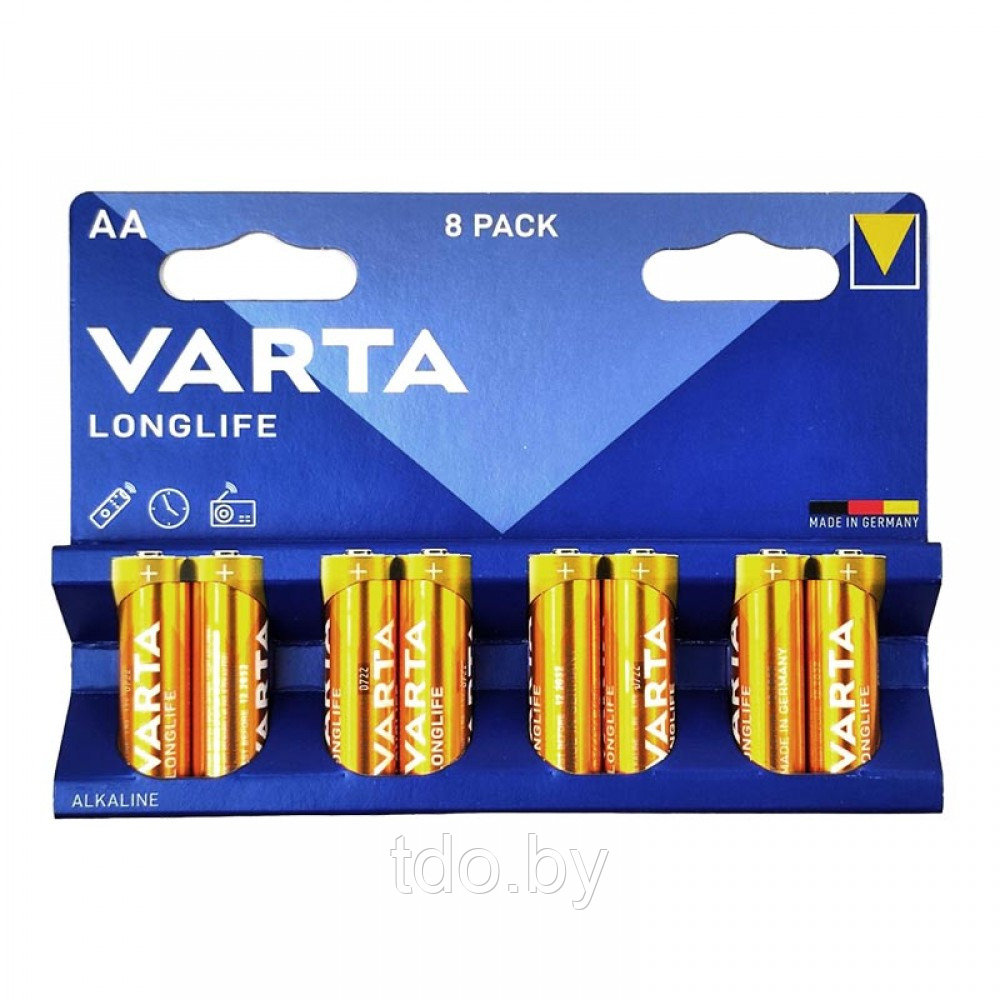 Батарейка VARTA LONGLIFE LR6 AA, 1,5V, 8шт/уп - фото 3 - id-p220893580