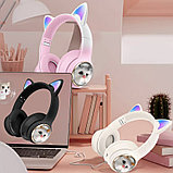 Беспроводные детские наушники котик со светящимися ушками  LED AKZ 09, новинка 2024, фото 2
