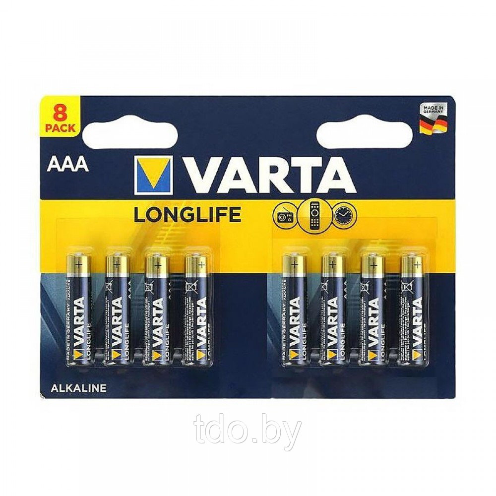 Батарейка VARTA LONGLIFE LR03 AAA B8, 1,5V, 8шт/уп - фото 2 - id-p220893604