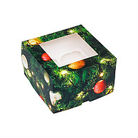 Коробка на 4 Капкейка Счастливого рождества (Китай, 16х16х10 см) 9613258