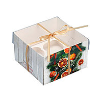 Коробка на 4 Капкейка Хвоя, корица, апельсин (Китай, 16х16х10 см) 9615013