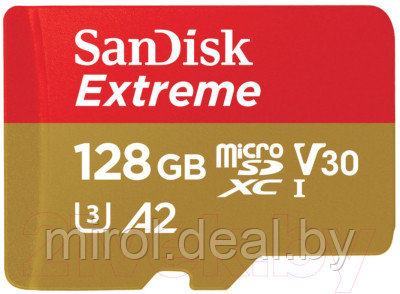 Карта памяти SanDisk Extreme MicroSDXC 128GB Class 10 UHS­I U3 V30 A2 - фото 1 - id-p220901931