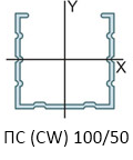 Профиль стоечный Скайпрофиль CW 100x50 мм, сталь 0.6 мм, фото 2