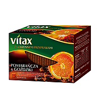 Чай "Vitax", 15 пакетиков x2 г, фруктовый, со вкусом апельсина и гвоздики