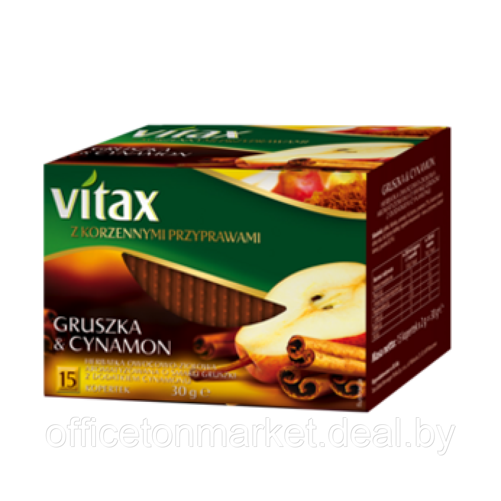 Чай "Vitax", 15 пакетиков x2 г, фруктовый, с вкусом груши и корицы - фото 1 - id-p220754509