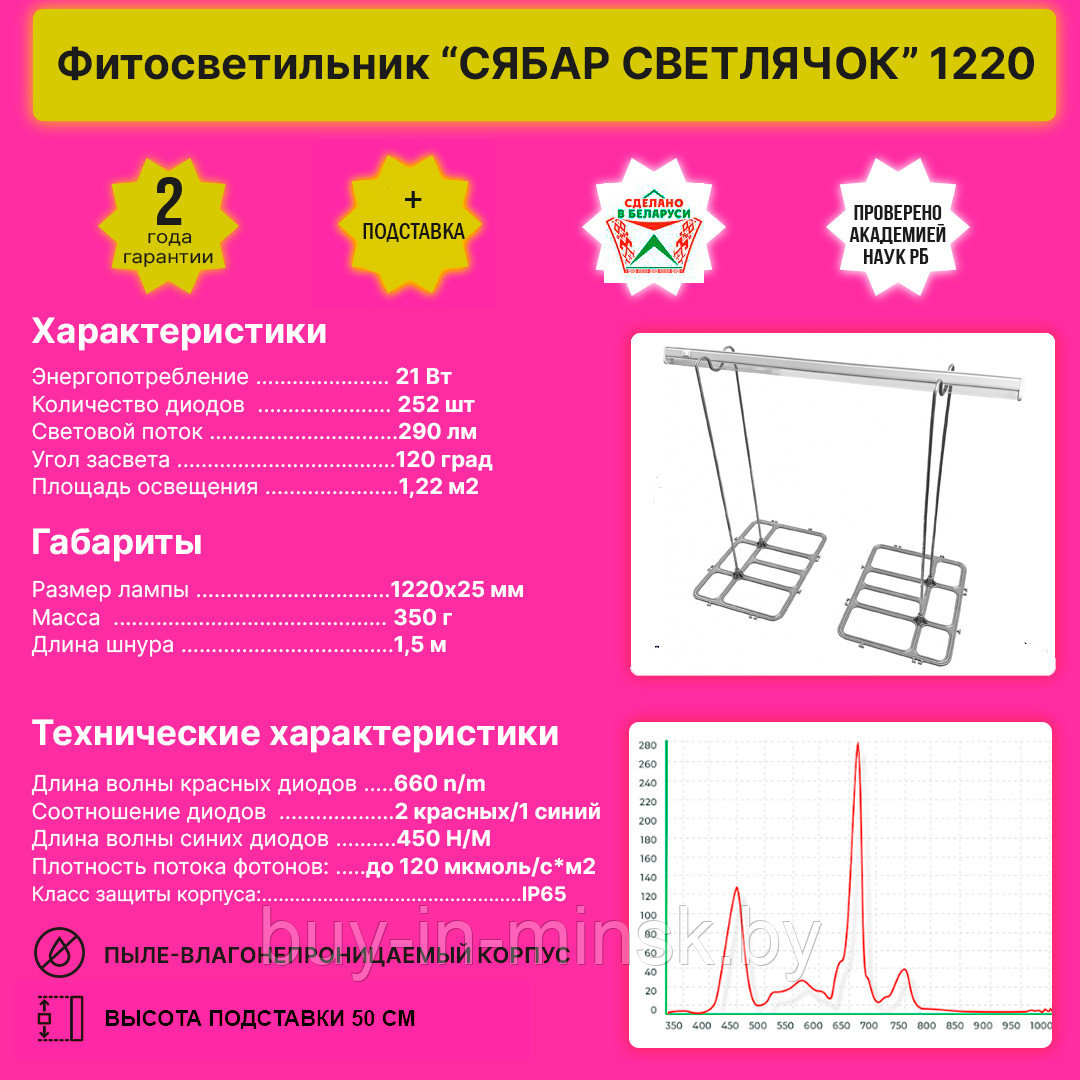 Фитолампа "Сябар светлячок 1220" + Подставка - фото 2 - id-p105885323