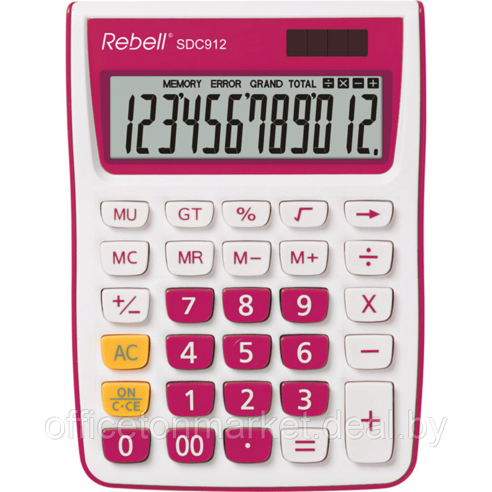 Калькулятор настольный "Rebell- SDC912-PK", бело-розовый - фото 1 - id-p220909674