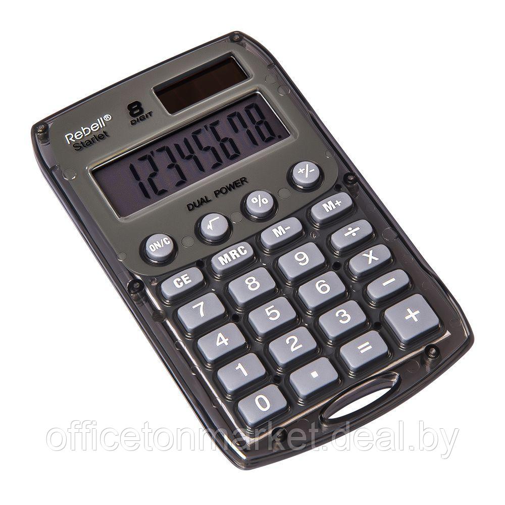 Калькулятор карманный Rebell "StarletS WB", 8-разрядный, серый - фото 1 - id-p220909676
