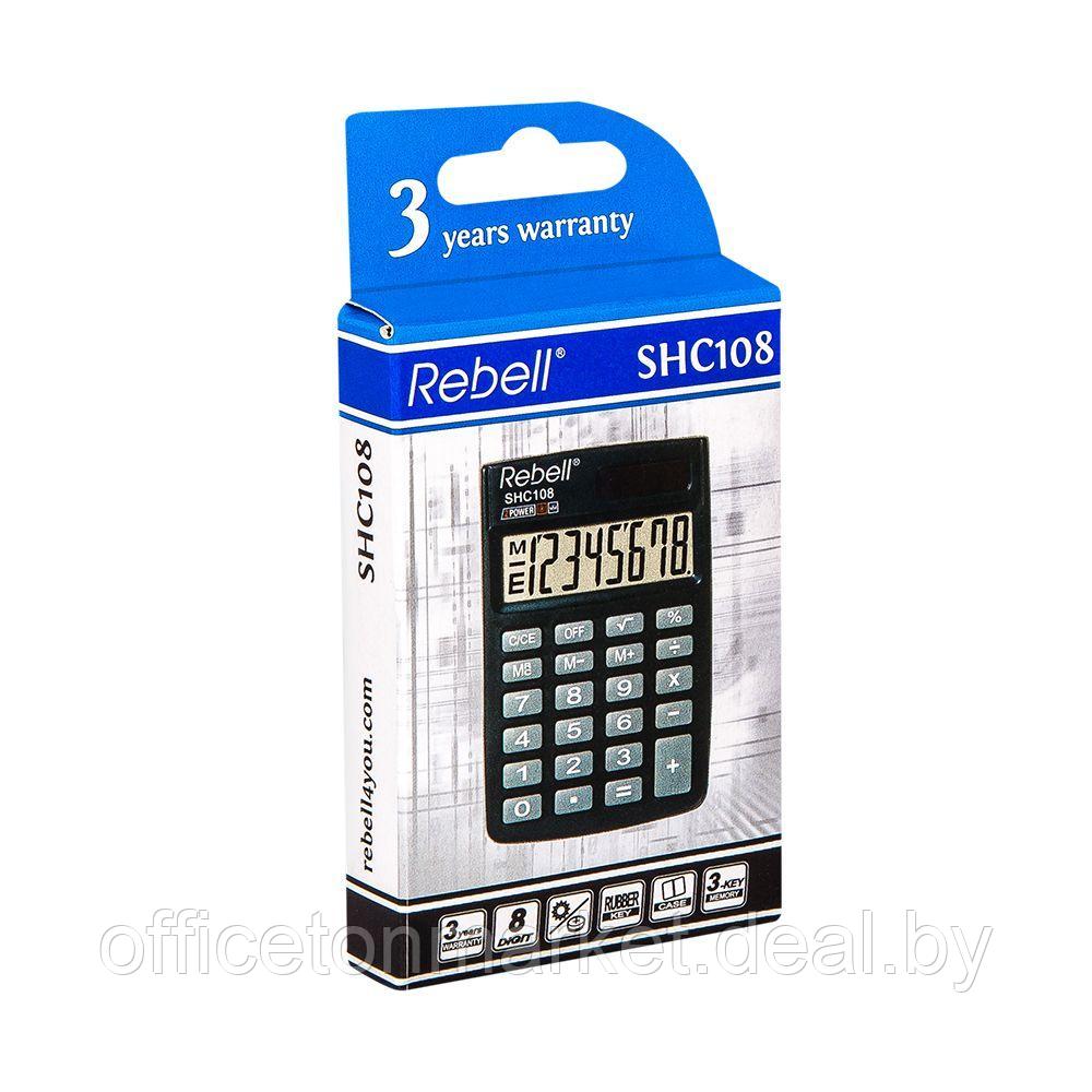 Калькулятор карманный Rebell "SHC108 BX", 8-разрядный, черный - фото 3 - id-p220909681