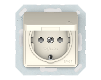 Розетка с заземлением, IP44, без рамки, слоновая кость