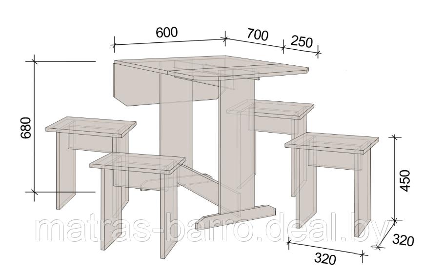 Обеденная группа СН-005 стол раскладной+4 табурета (выбор цвета ДСП) - фото 8 - id-p113225975