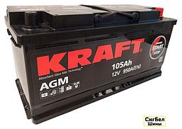 Автомобильный аккумулятор KRAFT AGM 105 R+