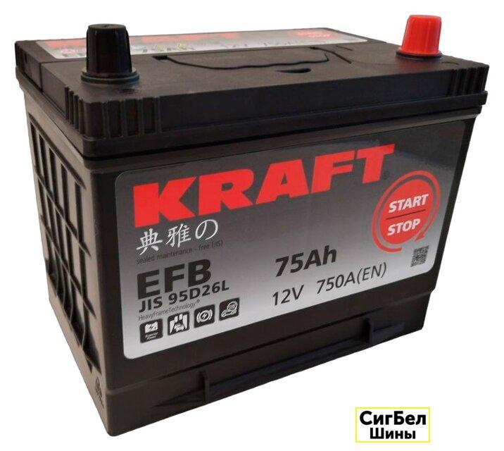 Автомобильный аккумулятор KRAFT EFB 75 R+