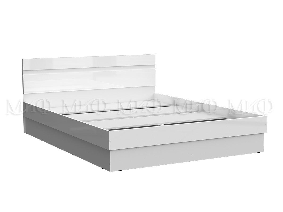 Кровать Челси 1,6м - Белый глянец холодный/Белый (МИФ) - фото 1 - id-p220918851