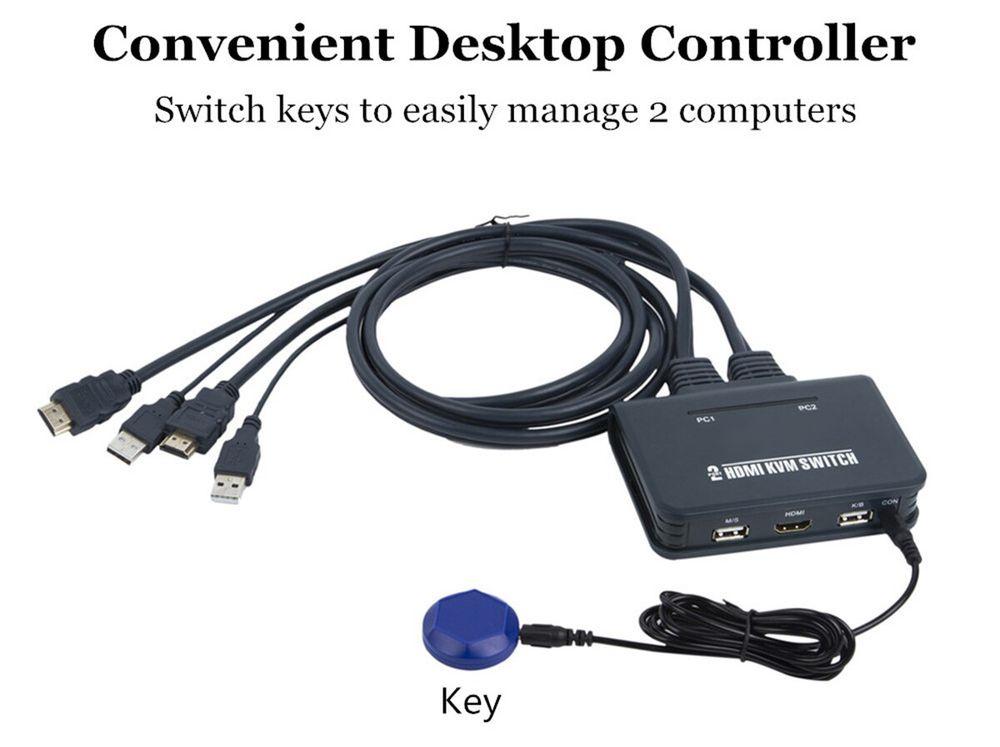 Адаптер - 2-х портовый KVM-переключатель HDMI с кабелями 1,2 метра, черный - фото 5 - id-p220918903