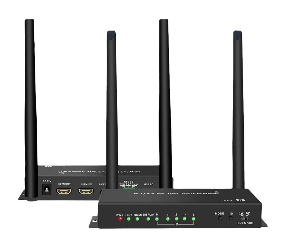 Адаптер - KVM-удлинитель HDMI 4K по Wi-Fi на 100 метров, черный - фото 1 - id-p220919382