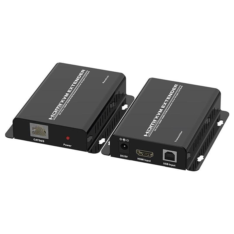 Адаптер - KVM-удлинитель HDMI по витой паре RJ45 UTP (LAN) до 60 метров, FullHD 1080p, комплект, черный - фото 2 - id-p220919656