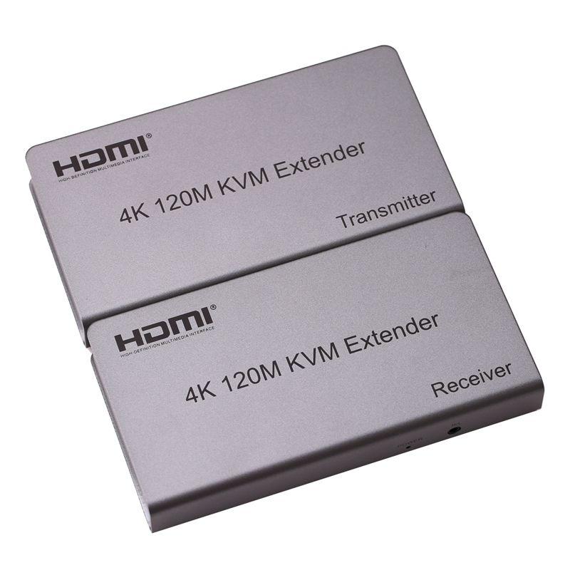 Адаптер - KVM-удлинитель HDMI 4K на 120 метров, серебро - фото 1 - id-p220919936