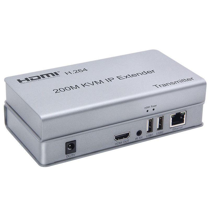 Адаптер - KVM-удлинитель HDMI 4K на 200 метров, серебро - фото 1 - id-p220920343