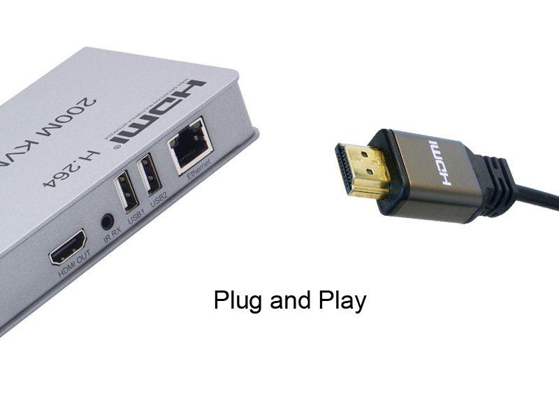 Адаптер - KVM-удлинитель HDMI 4K на 200 метров, серебро - фото 5 - id-p220920343