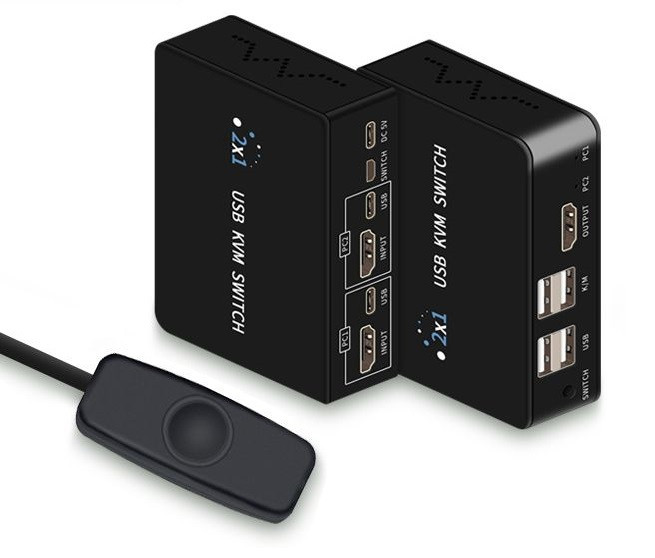 Адаптер - 2-х портовый KVM-переключатель HDMI USB, черный - фото 1 - id-p220920544