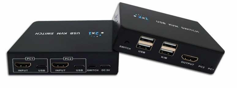 Адаптер - 2-х портовый KVM-переключатель HDMI USB, черный - фото 2 - id-p220920544