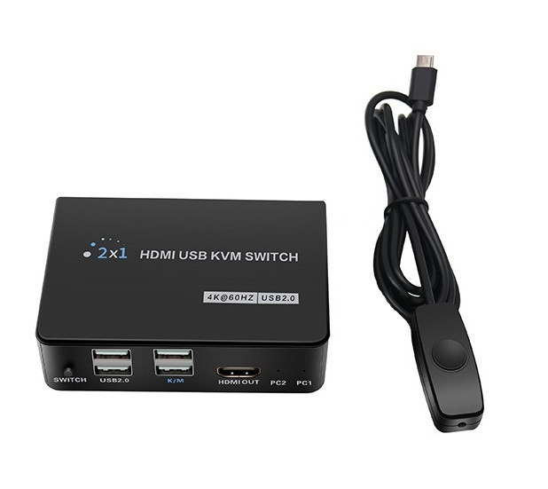 Адаптер - 2-х портовый KVM-переключатель HDMI USB, черный - фото 3 - id-p220920544