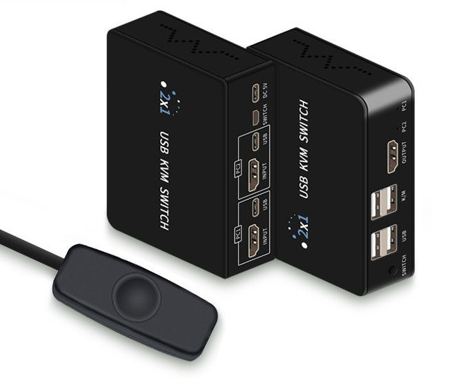 Адаптер - 2-х портовый KVM-переключатель HDMI USB, черный - фото 1 - id-p220920574