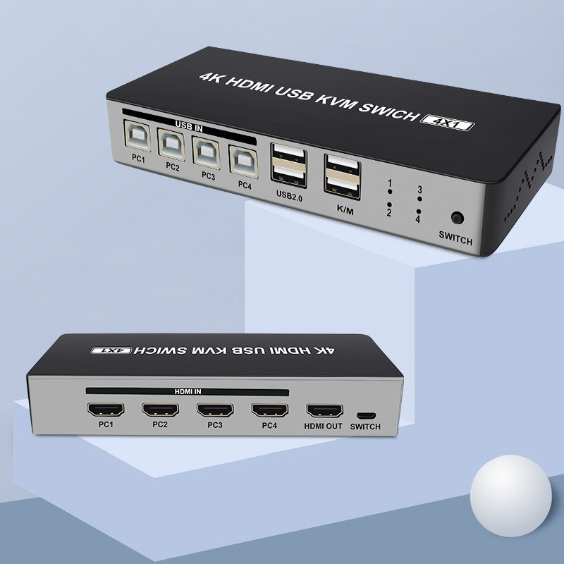 Адаптер - 4-х портовый KVM-переключатель 4K HDMI USB, черный - фото 4 - id-p220920844