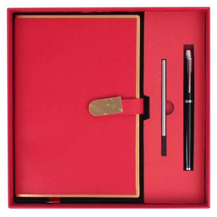 Набор подарочный (ежедневник недатир.А5 с магнитной застежкой + ручка) красного цвета DV-14225-1