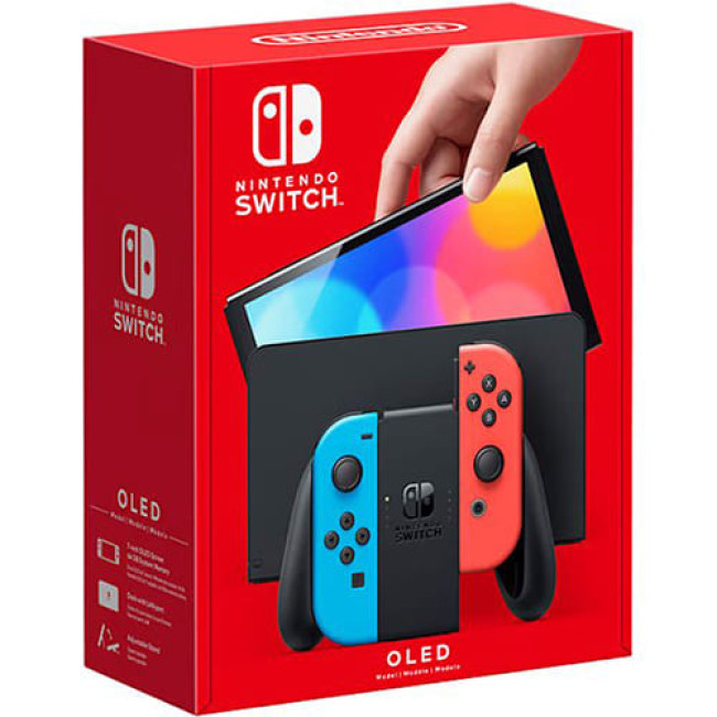 Игровая приставка Nintendo Switch OLED Черный, с неоновыми Joy-Con - фото 1 - id-p220916234