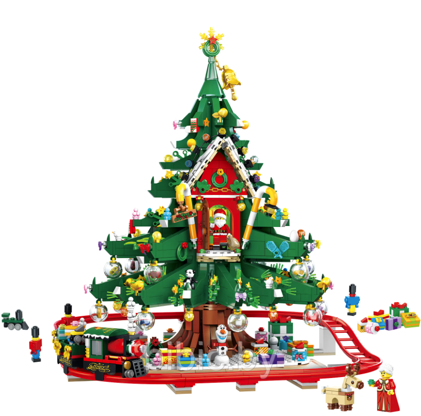 Детский конструктор Christmas 88013 Рождественская елка и поезд для детей аналог лего lego - фото 3 - id-p220921965