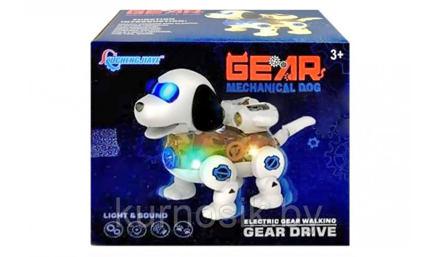 Развивающая интерактивная игрушка Робот собака с шестеренками, белая - фото 1 - id-p220922705