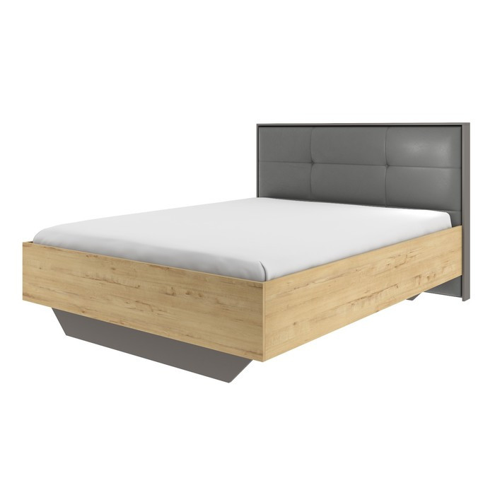 Кровать «Бруно», 1600×2000 мм, с ортопедической решеткой, цвет дуб вотан / серый графит - фото 1 - id-p220922821