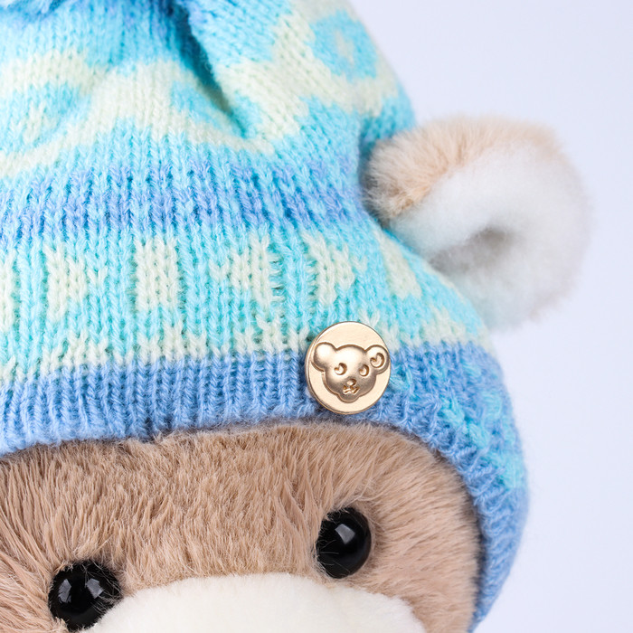 Мягкая игрушка "Little Friend", мишка в шапке и шарфе, цвет голубой - фото 4 - id-p220922968