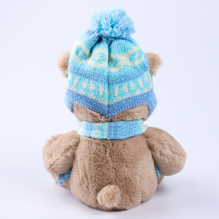 Мягкая игрушка "Little Friend", мишка в шапке и шарфе, цвет голубой - фото 5 - id-p220922968