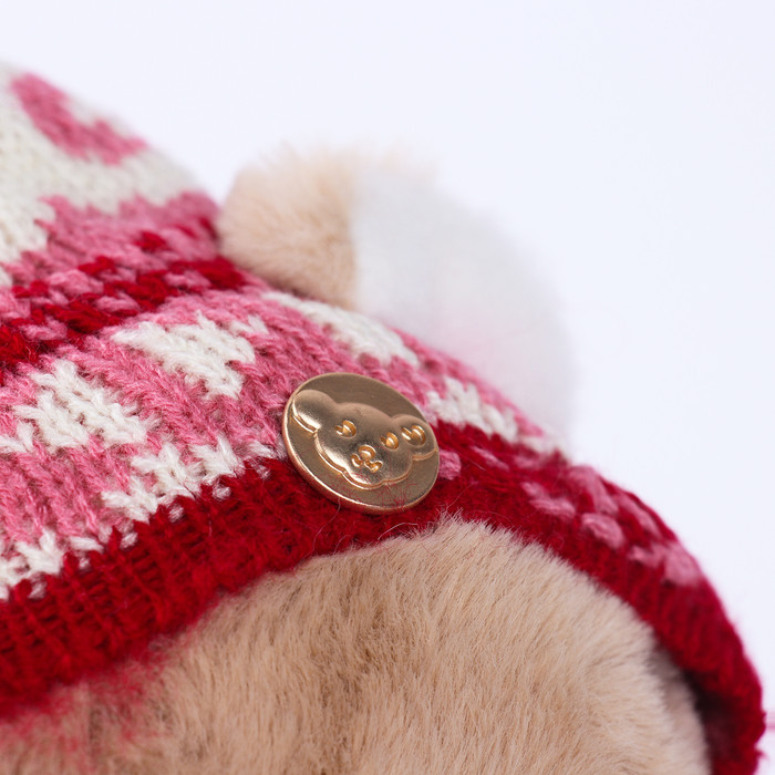 Мягкая игрушка "Little Friend", мишка в шапке и шарфе, цвет розовый - фото 4 - id-p220922969
