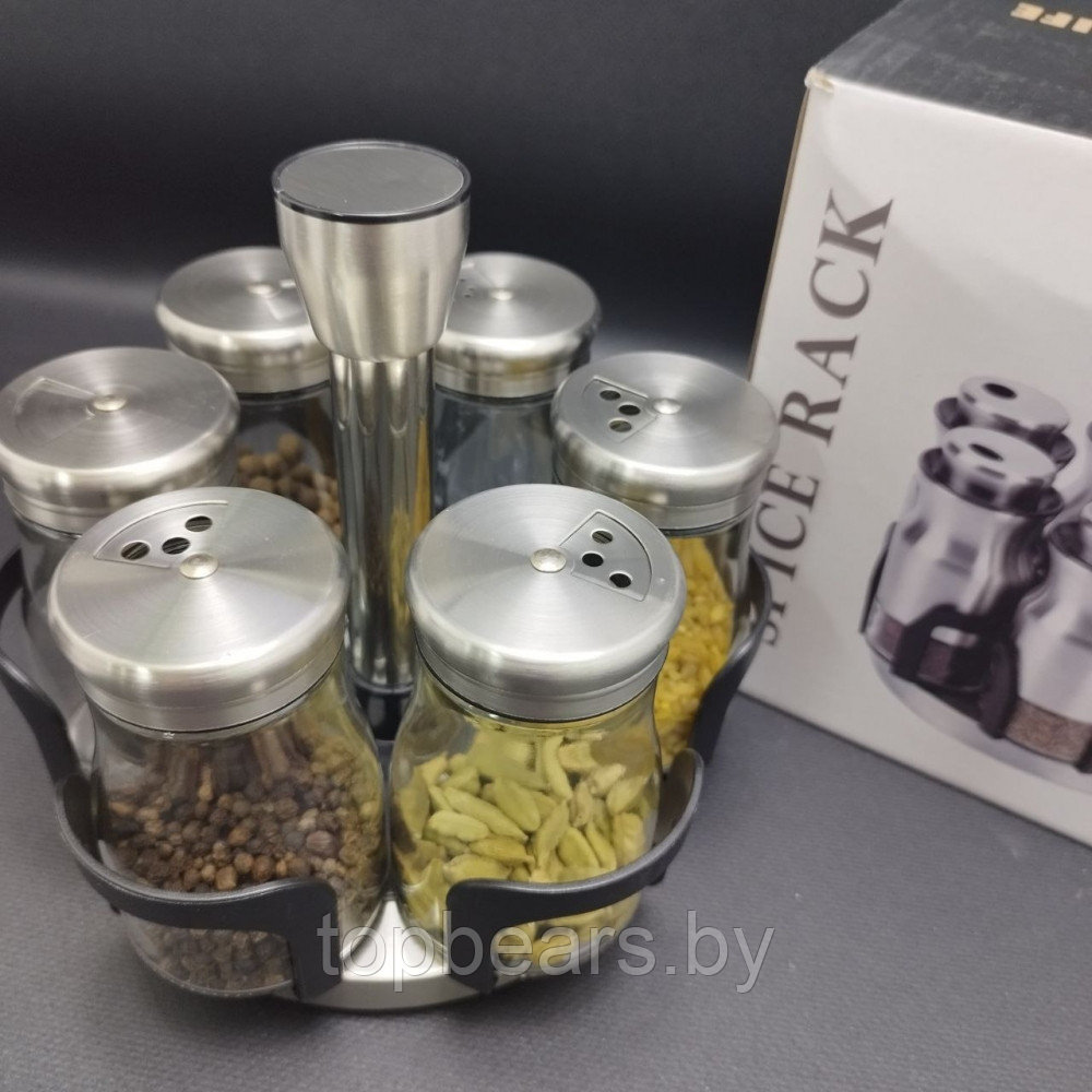 Набор для специй на вращающейся подставке Spice Rack 6 предметов / Органайзер на кухню / Набор емкостей для - фото 2 - id-p220925110