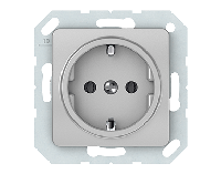 Розетка с заземлением, без рамки, металлик