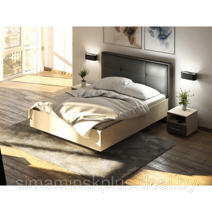 Кровать «Бруно», 1600×2000 мм, с ортопедической решеткой, цвет дуб вотан / серый графит - фото 2 - id-p220935748