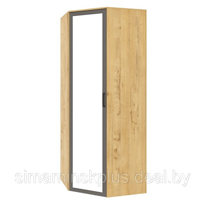Шкаф угловой «Бруно», 860×860×2270 мм, с зеркалом, цвет дуб вотан / серый графит - фото 1 - id-p220935756