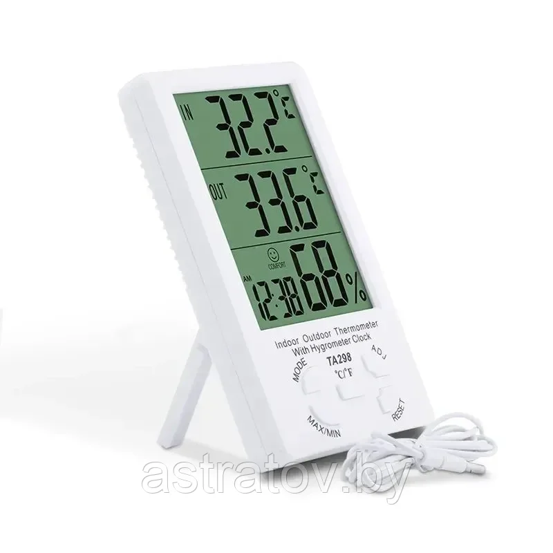 Метеостанция термометр гигрометр часы с выносным датчиком - фото 2 - id-p220937140