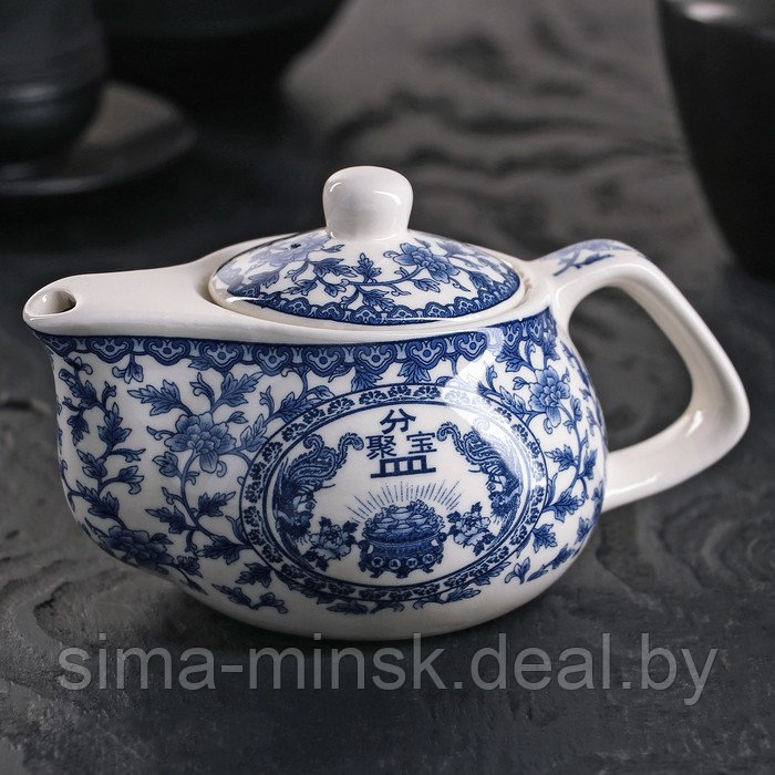 Чайник керамический заварочный «Восточная мудрость», 200 мл, 14×9,5×8 см, цвет синий - фото 1 - id-p220938041