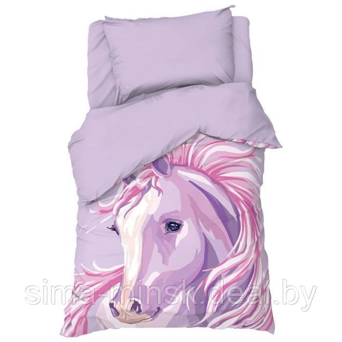 Постельное бельё Этель 1,5 сп "Pink horse" 143х215 см, 150х214 см, 50х70 см -1 шт, 100 % хлопок, бязь - фото 1 - id-p220940099