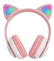 Беспроводные детские наушники Wireless Headphones Cat Ear ZW-028 белые с розовым