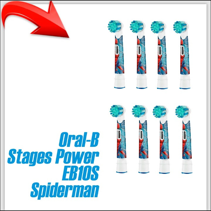 Сменная насадка Oral-B Kids EB10S Spiderman (8 шт) - фото 1 - id-p220940447