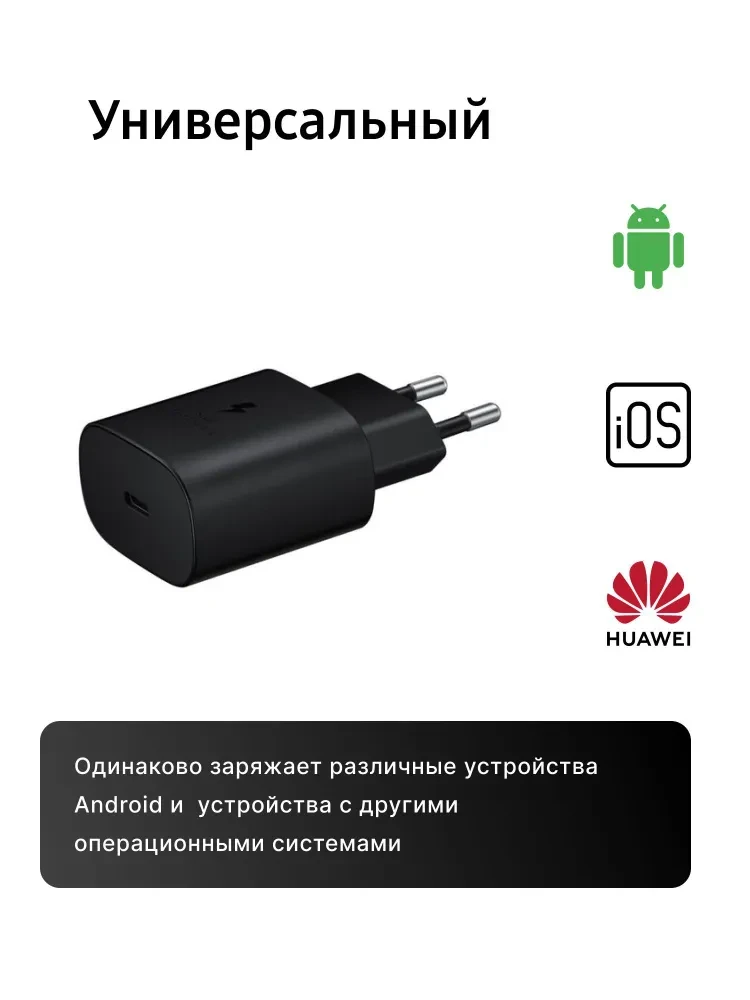 Сетевое зарядное устройство Samsung EP-TA800, USB-C, PD 25W Быстрая зарядка, Черное (EP-TA800NBEGEU) - фото 4 - id-p220700288