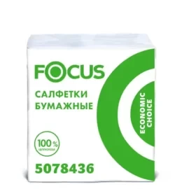 Салфетки бумажные Focus ECO 20x24см, белые, однослойные, 100 шт/упак - фото 1 - id-p220940999