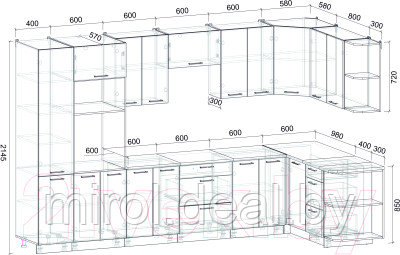 Готовая кухня Интерлиния Мила Лайт 1.68x3.4 правая - фото 5 - id-p220944809